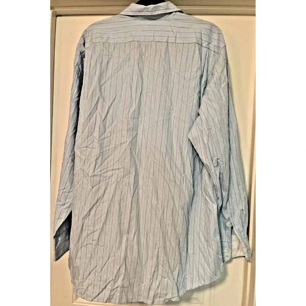 LACOSTE Mens 46 Modern Fit Striped Button Down Long Sleeve Dress Shirt *NOTE - Picture 2 of 8